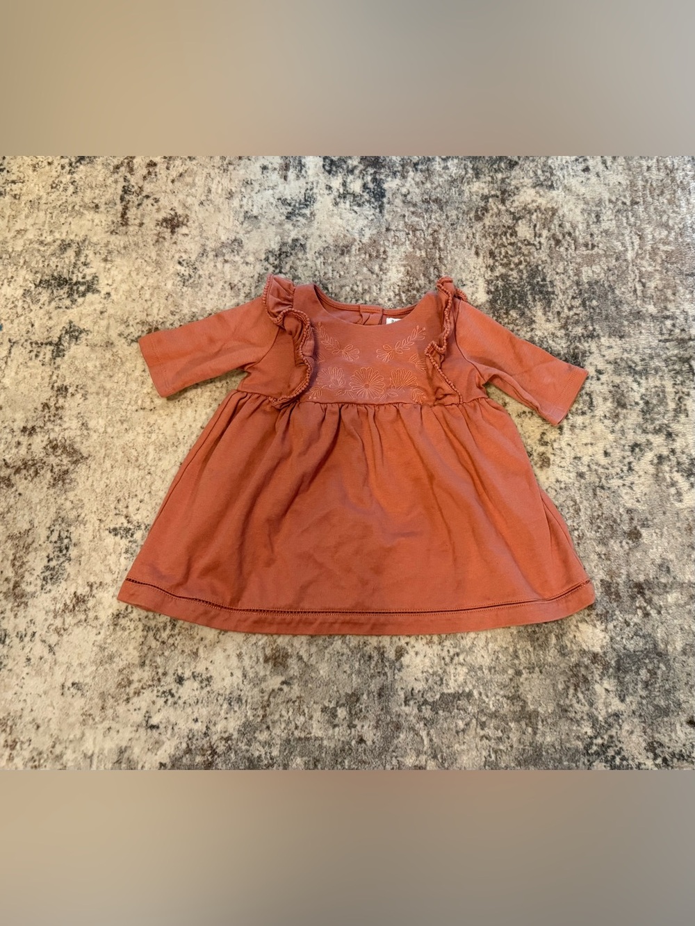 Rachel Zoe Rust Orange Ruffle-Trim Floral Dress